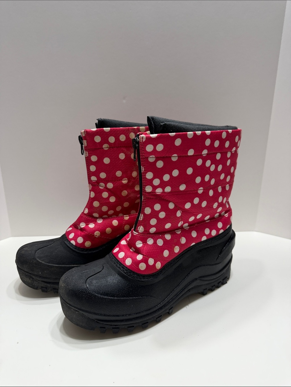 Itasca Pink Polka Dot Waterproof Winter Boots with Black Soles